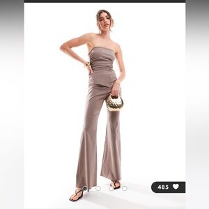 Ruched bodice bandeau tailored jumpsuit